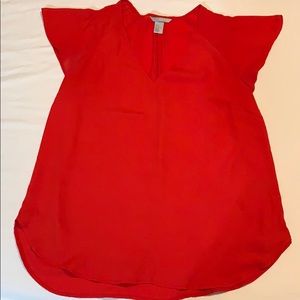H&M Bright Red Top with Flowy Short Sleeves